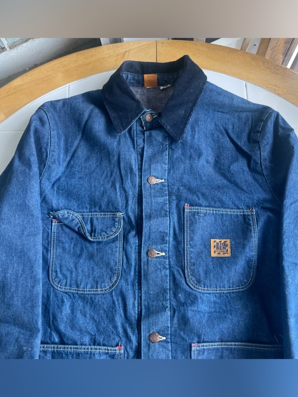 Vintage Big Ben Wrangler Denim Chore Coat M Blanket Lined Jacket 70s Workwear - Picture 2 of 14